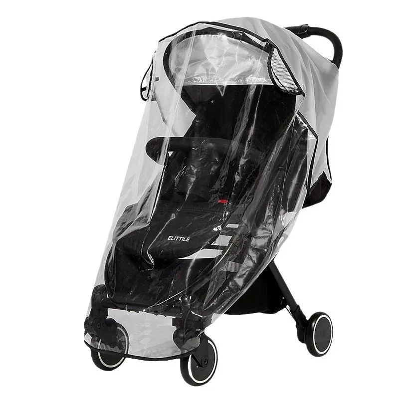 Housse de pluie universelle transparente pour poussette imperméable coupevent protection intempéries confort b