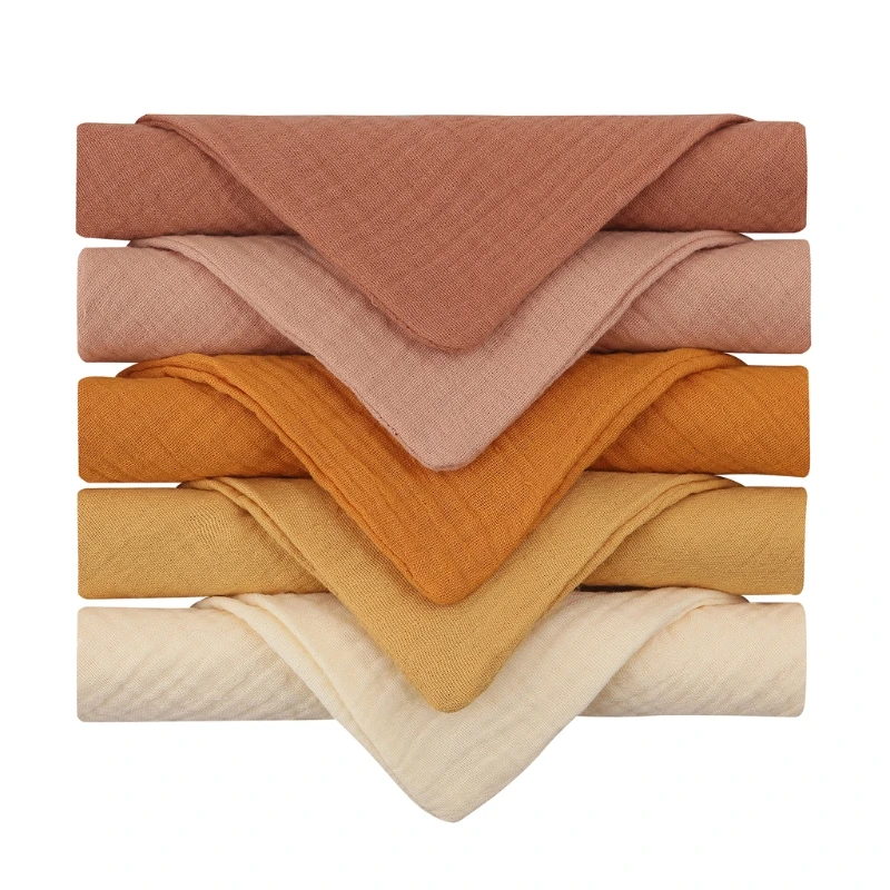 Serviettes carrées en coton doux pour bébé gauze absorbante 5 pièces set usage multiple hygiène sécurité style