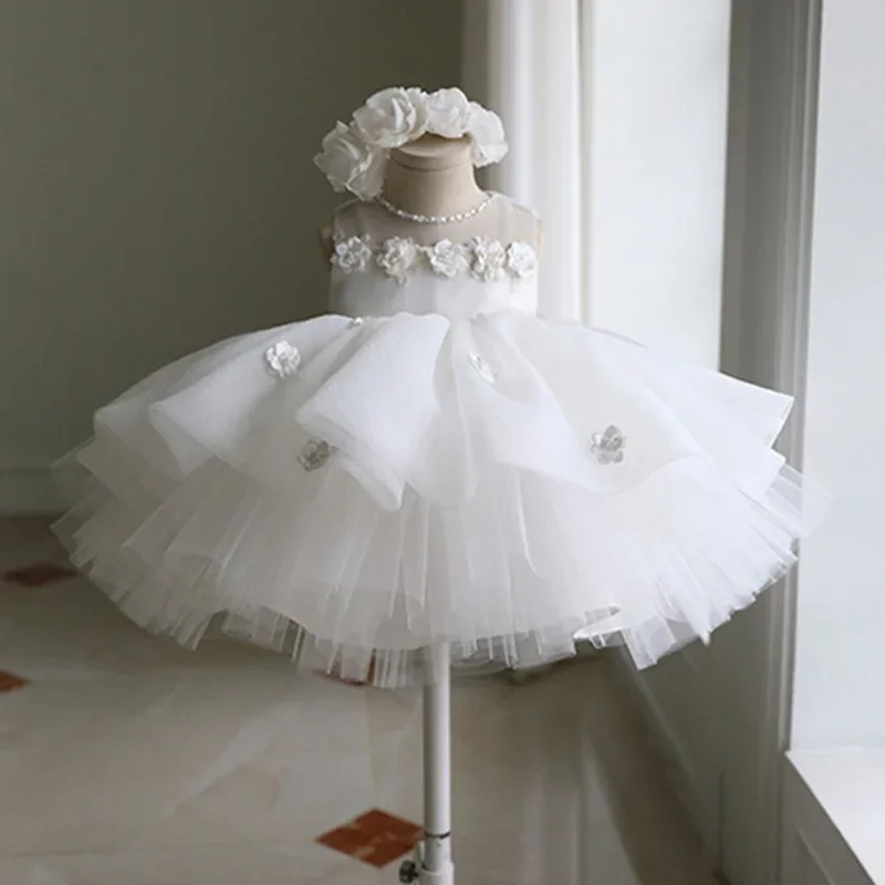 Robe de cérémonie pour enfant princesse tulle fleurs anniversaire