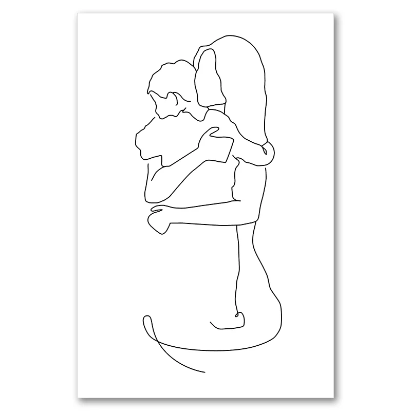 Affiche art mère enfant poussette murale décor minimaliste bébé chambre nursery