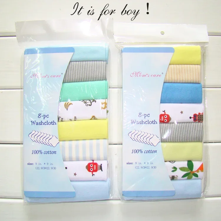 Ensemble de serviettes bébé 8 pièces 100% coton motifs cartoon doux et