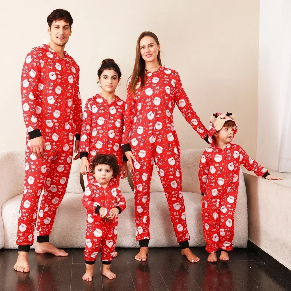 Tenues de Noël assorties pour la famille pyjamas pour adultes et enfants imprimé bonhomme de neige oreille de 