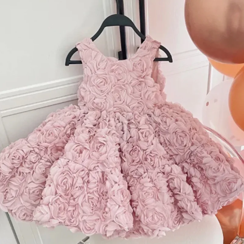 Robe princesse tutu fleurs bébé fille vêtement occasion spéciale anniversaire style romantique tissu doux nouv