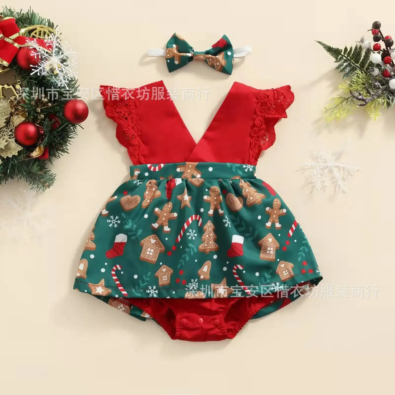 Robe bébé fille 2 pièces fleur rouge princesse dentelle jupe vêtements 024M accessoires fêtes Noël naissance f
