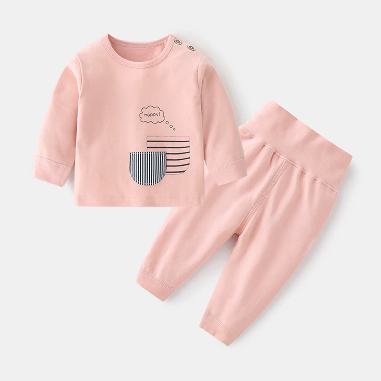 Ensemble bébé automnehiver coton doux manches longues motifs joyeux pyjama confortable nouveauné fille garçon