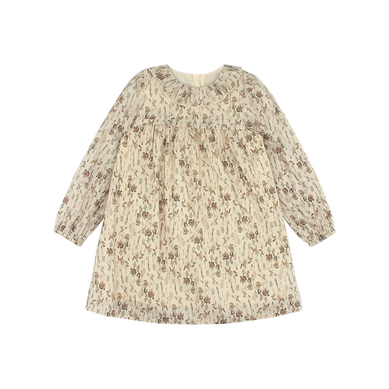 Robe florale pour filles manches longues style princesse imprimé floral