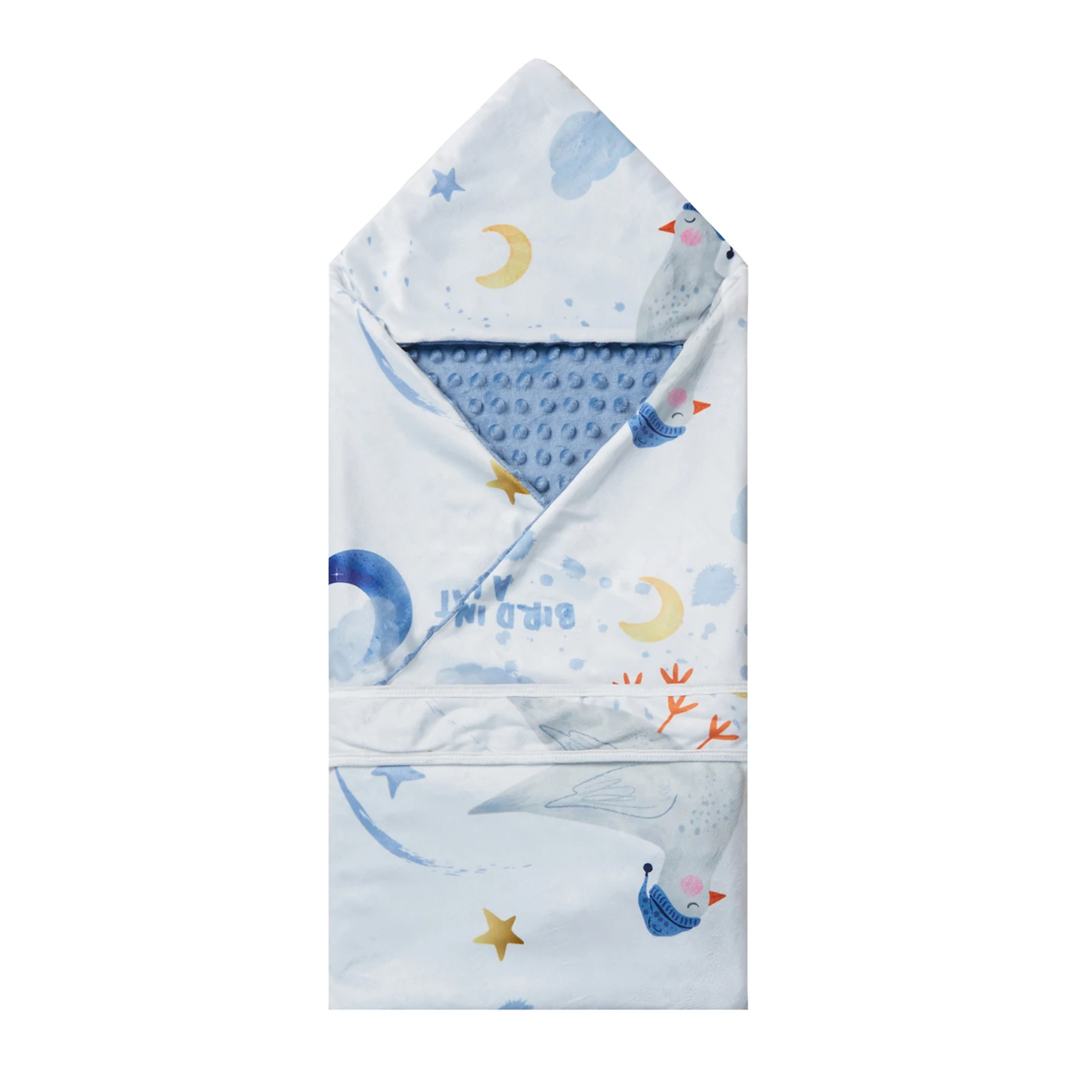 Couverture à capuche pour bébé BIRD PITT doux polyester et minky motifs étoiles et nuages 13 ans idéale pour l