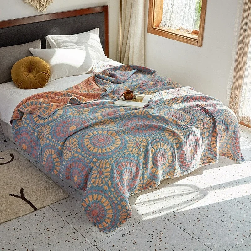 Couvrelit en mousseline 100% coton pour adulte et enfant couvrelit respirant textile de maison drap de lit AS 