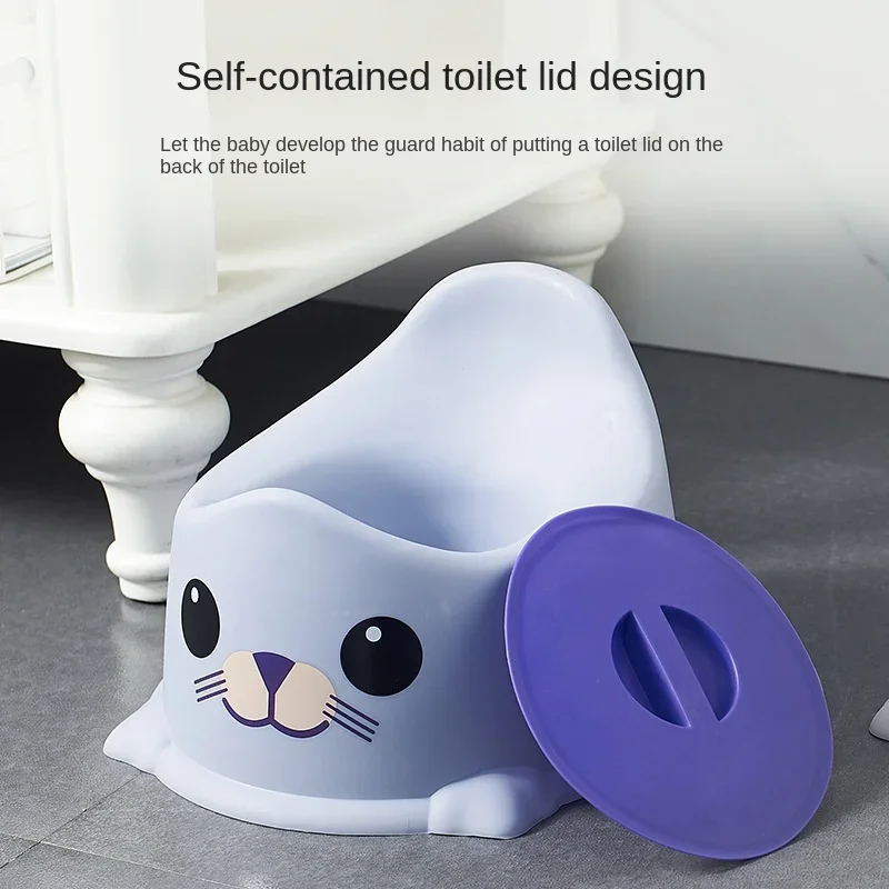 Pot de Toilette Portable pour Bébé Design Mignon Phoque Facile à Nettoyer Potties Enfants Couvercle Amovible
