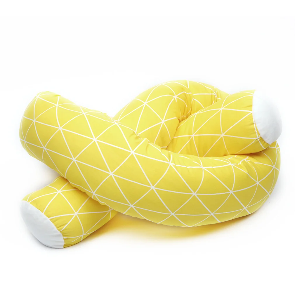 Coussin de lit bébé en coton doux jaune vif motif losange protection antichoc lit berceau nouveauné 024 mois
