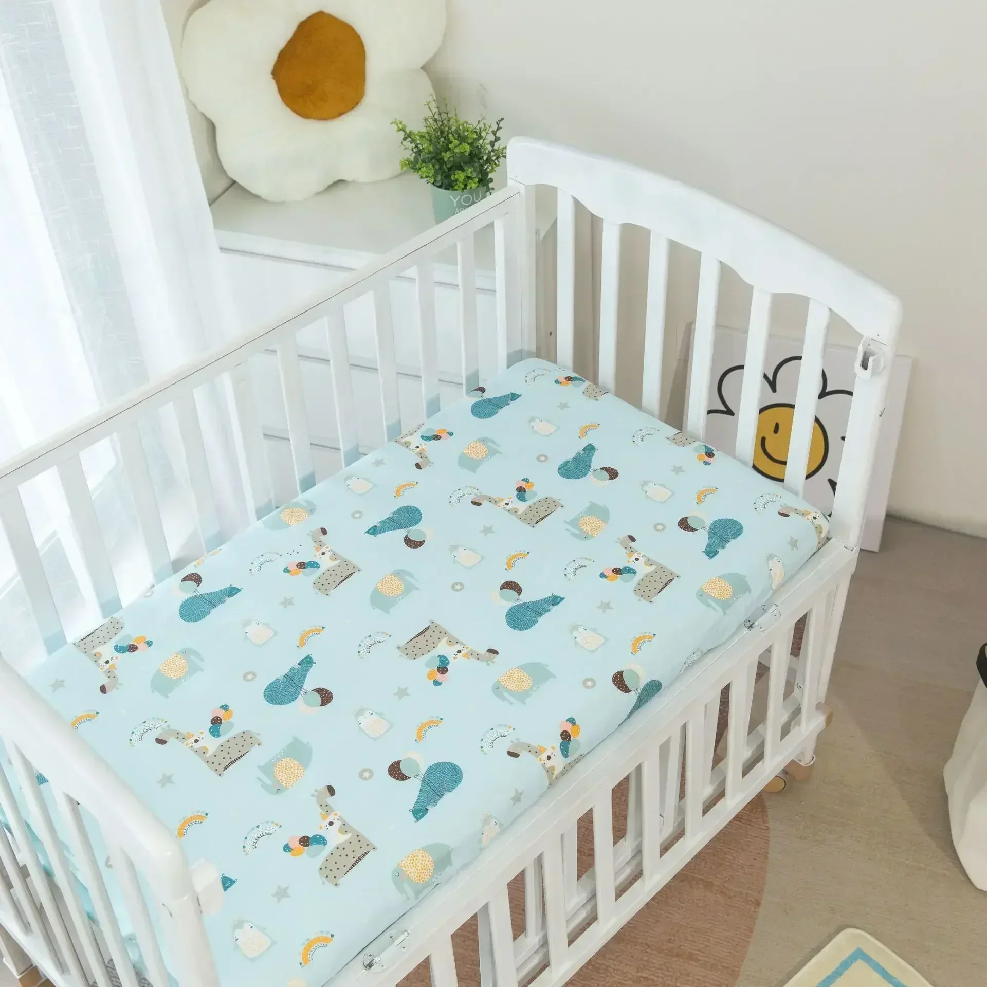 Draphousse bassinet en coton doux 50x90cm lit bébé nouveauné design imprimé motifs enfantins matelas couvremat