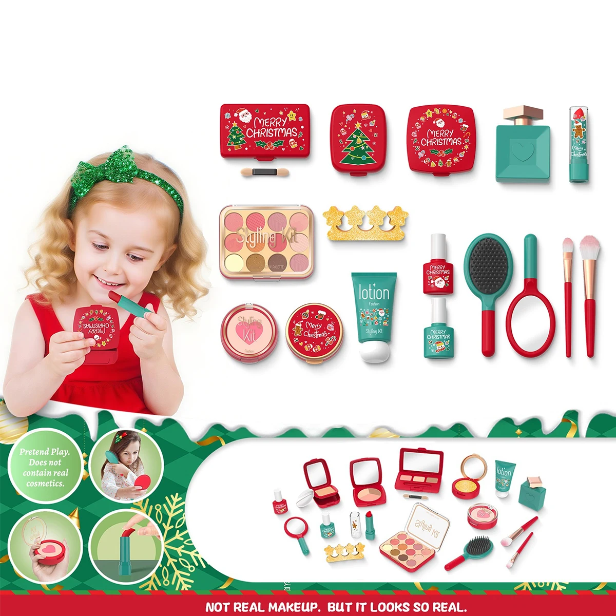 Kit maquillage enfants Noël jeu cosmétique simulation accessoires maquillage enfants filles cadeau Noël annive