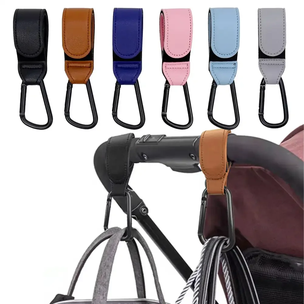 Crochet de poussette en cuir PU multifonctionnel 360° rotatif organisateur de chariot accessoires bébé 6 color