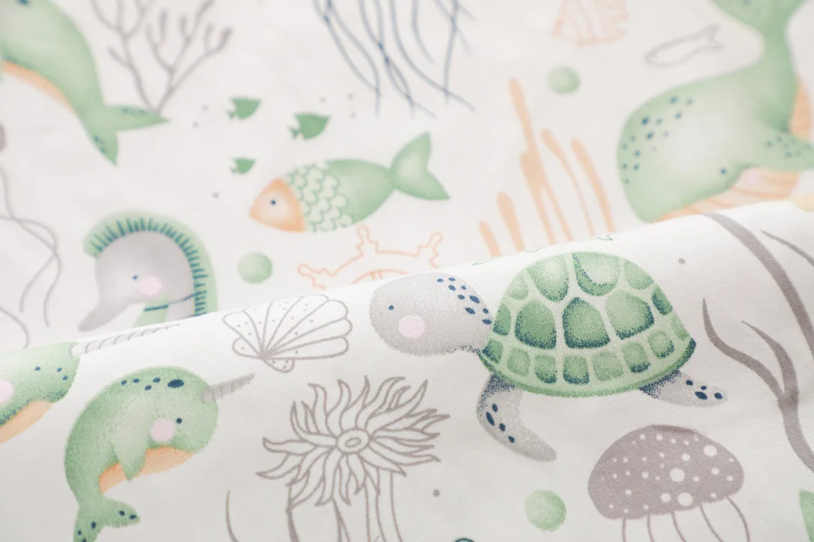 Drap de couffin imprimé animaux marins 82x41cm 100% coton doux et extensible pour couffin ou matelas bébé unis