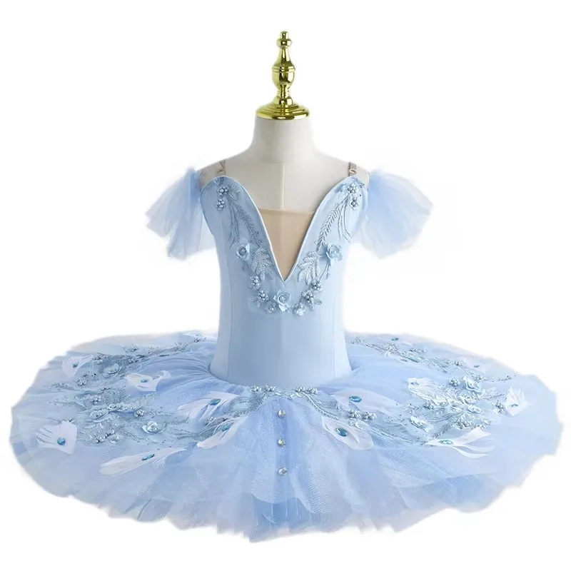 Costume de danse classique tutu fille maman danseuse robe ballet floral tulle bleu pastel qualité supérieure c