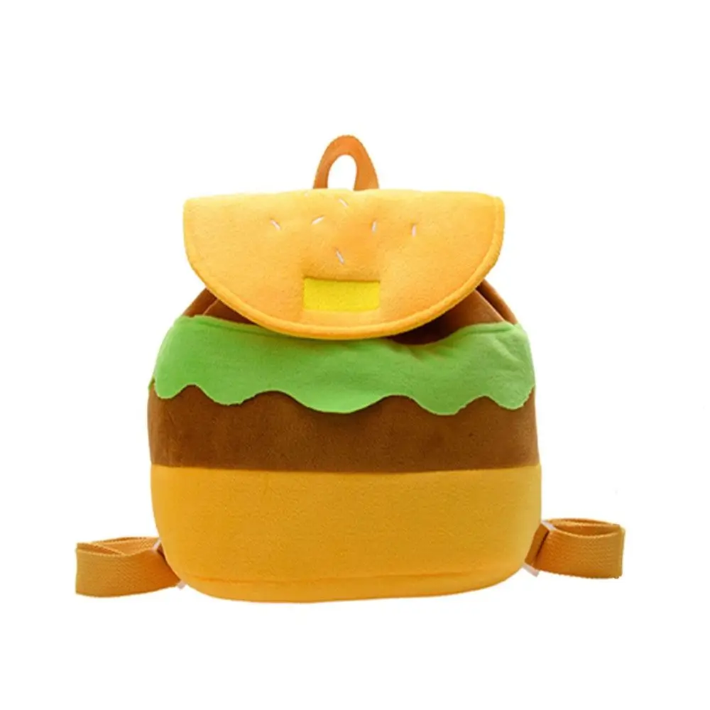 Sac à dos en peluche hamburger design mignon idéal pour enfant usage quotidien mode ludique qualité douceปลอด