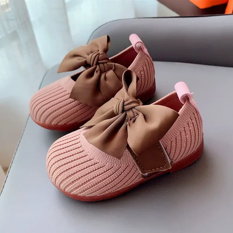 Chaussures bébé fille semelle souple nœud respirantes printemps 2025