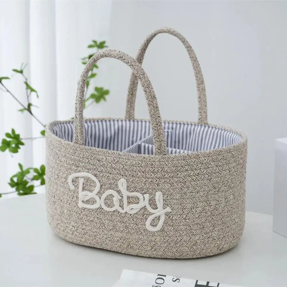 Panier de rangement bébé.organisateur de couches sac multifonctionnel poignées en coton design moderne portabl