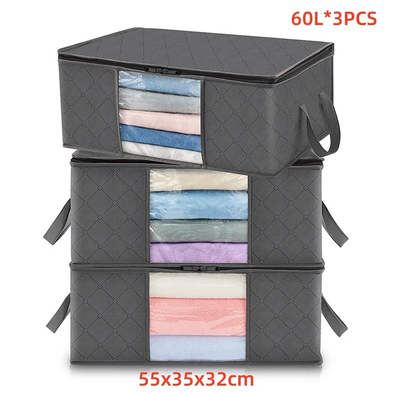 Sac de rangement pour vêtements de grande capacité, organisateur avec poignée renforcée, adapté aux couverture