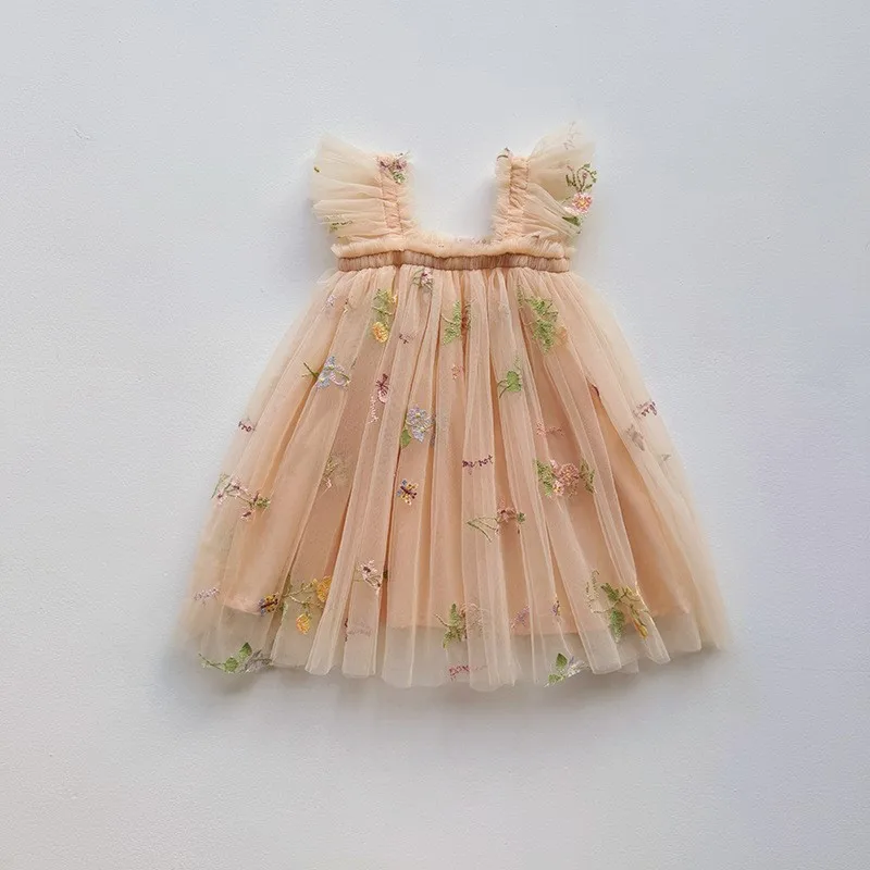 Robe princesse en tulle brodée pour bébé fille manches spaghetti fête d'anniversaire robe de cérémonie 17 ans