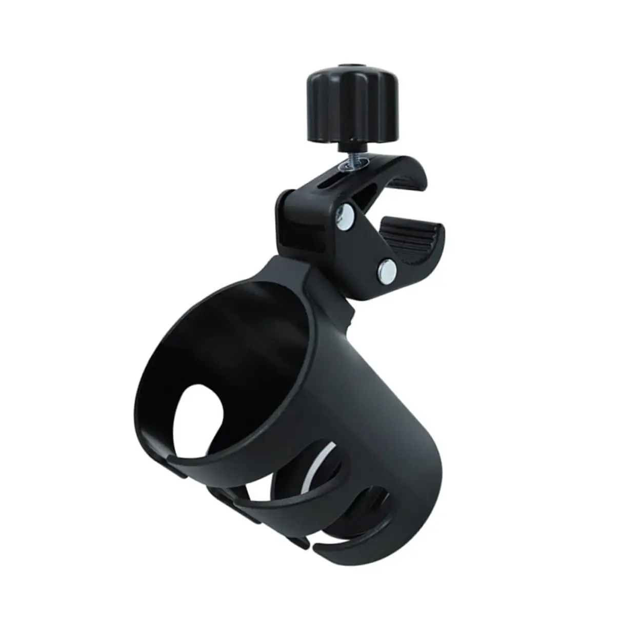 Portegobelet universel pour poussette bébé rotation 360° plastique noir fixation facile compatible toutes pous