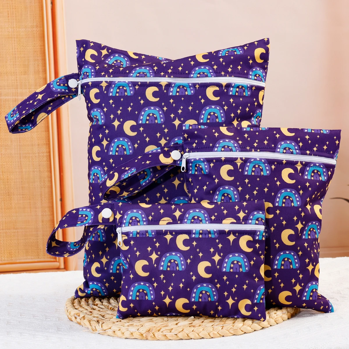 Kangobaby 3Piece Storage Bag Set for Baby Essentials Travel and Multifunctional Use Washable Reusable WaterRes