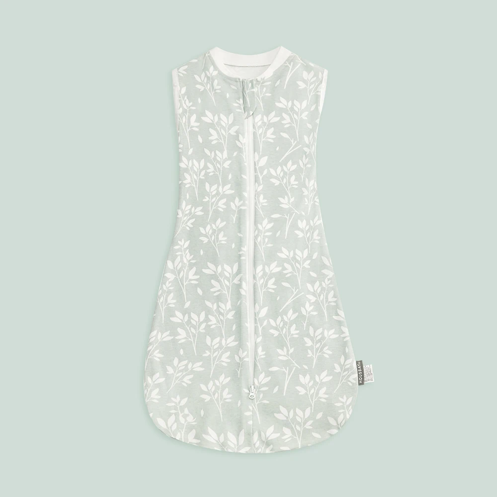 Gigoteuse 100% coton pour nouveauné sac de couchage doux vêtements de nuit bébé 012 mois design feuilles uni g