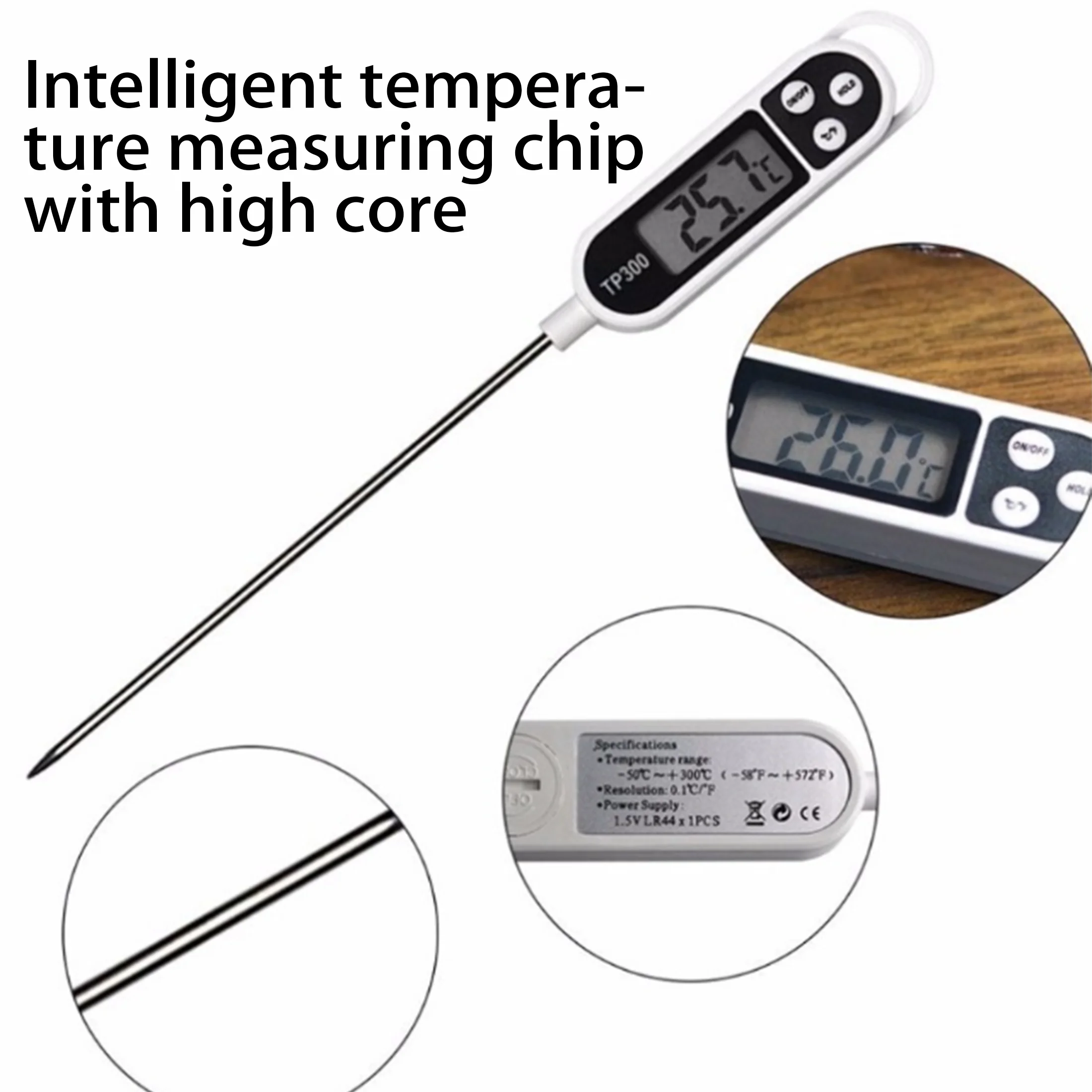 Thermomètre numérique cuisine stylo ABS acier inoxydable 15cm écran noir mesures précises cuisson viande bébé 