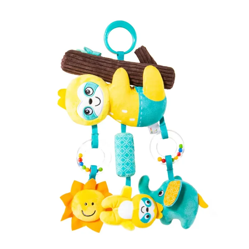 Mobile bébé éveil jouets suspendus hochets animaux colorés jaune turquoise vert orange cradle poussette jouets