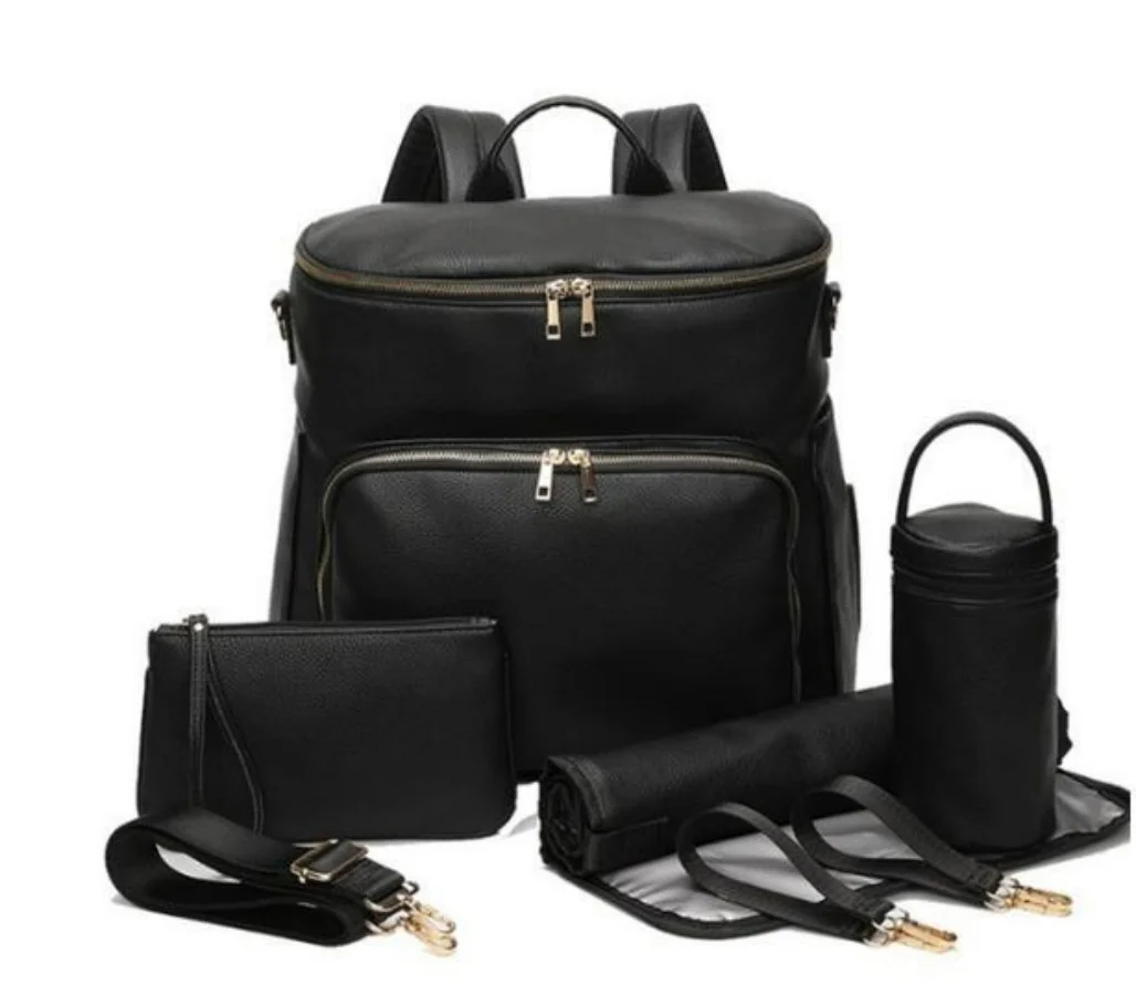 Sac à dos en cuir PU organizer multifonction accessoires inclus voyage travail quotidien style moderne noir él