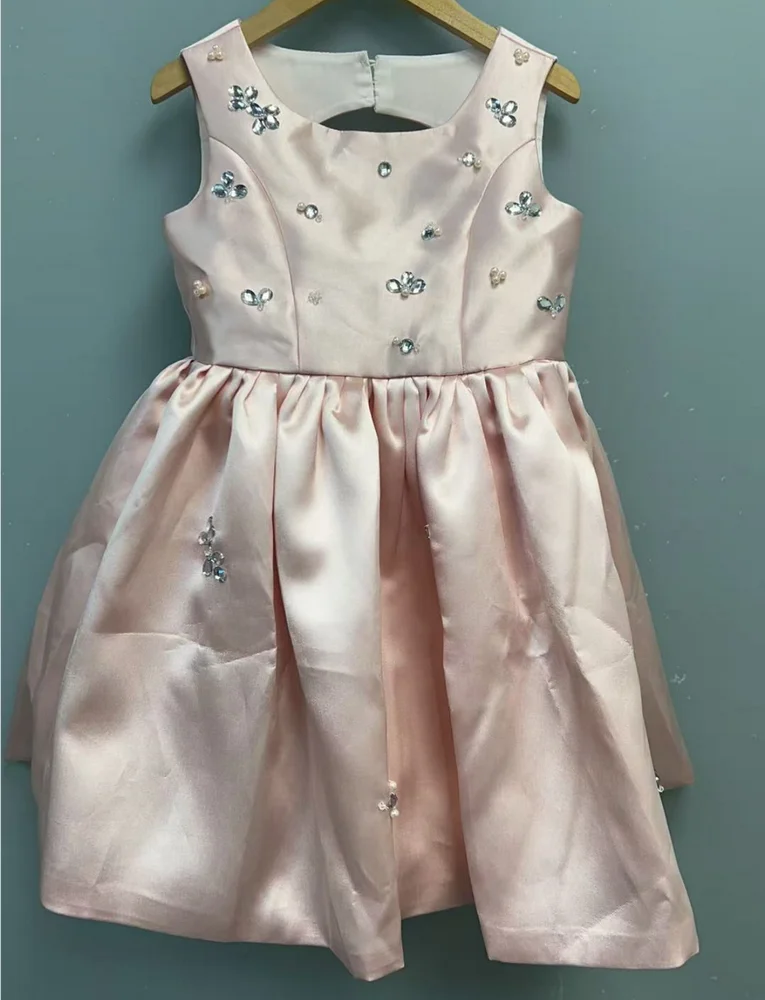 Robe princesse satin rose paillettes strass occasion spéciale fille 36 ans anniversaire mariage fête élégante