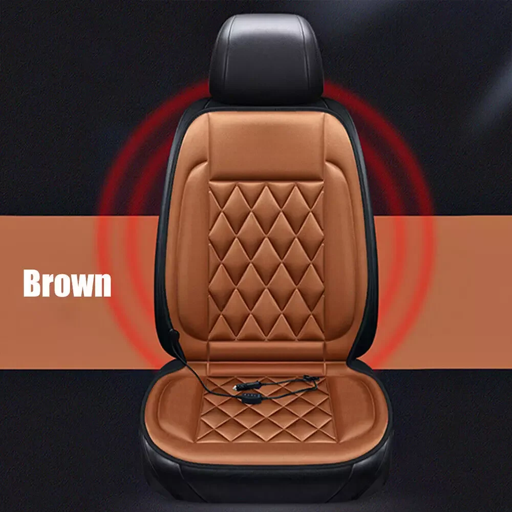 Housse de siège voiture chauffante hiver 12V coussin universel protection siège matelassage losange style mode