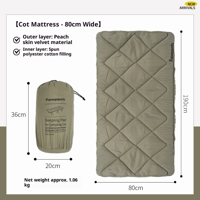Xupangsports matelas camping pliant 190x80cm coussin de sieste tapis de lit matelassé en velours peche doux et