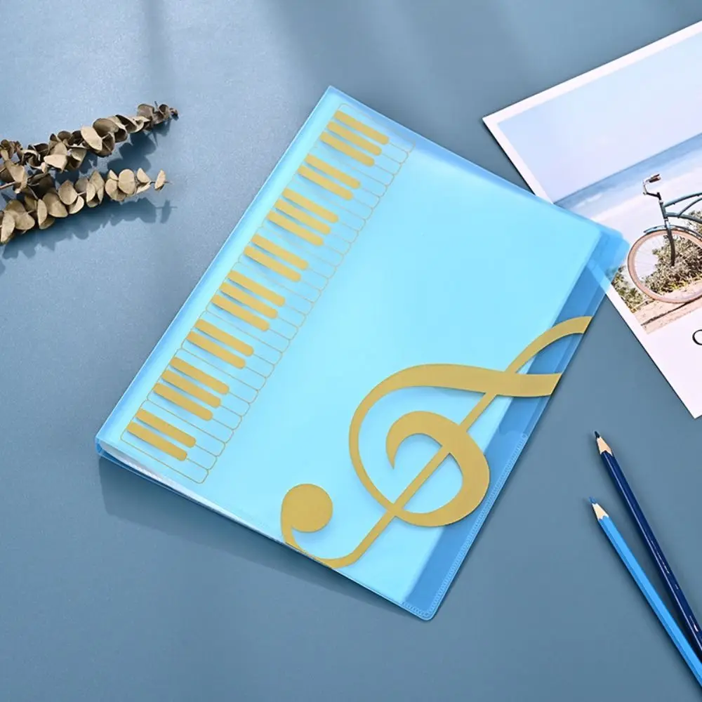 Classeur transparent pour partitions musicales A4 design piano bleu rangement documents organisation artistiqu