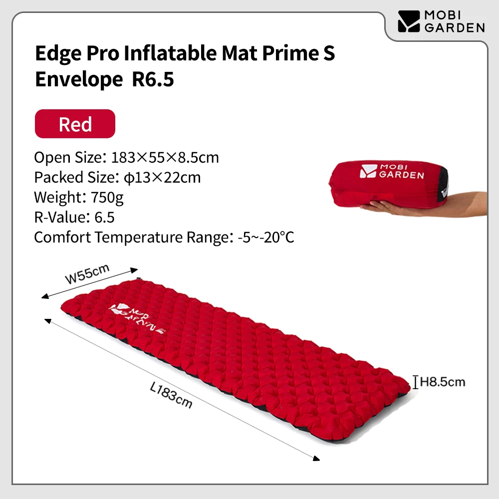Matelas camping gonflable Mobi Garden R6.5 confort outdoor isolation thermique portable design flocon S
