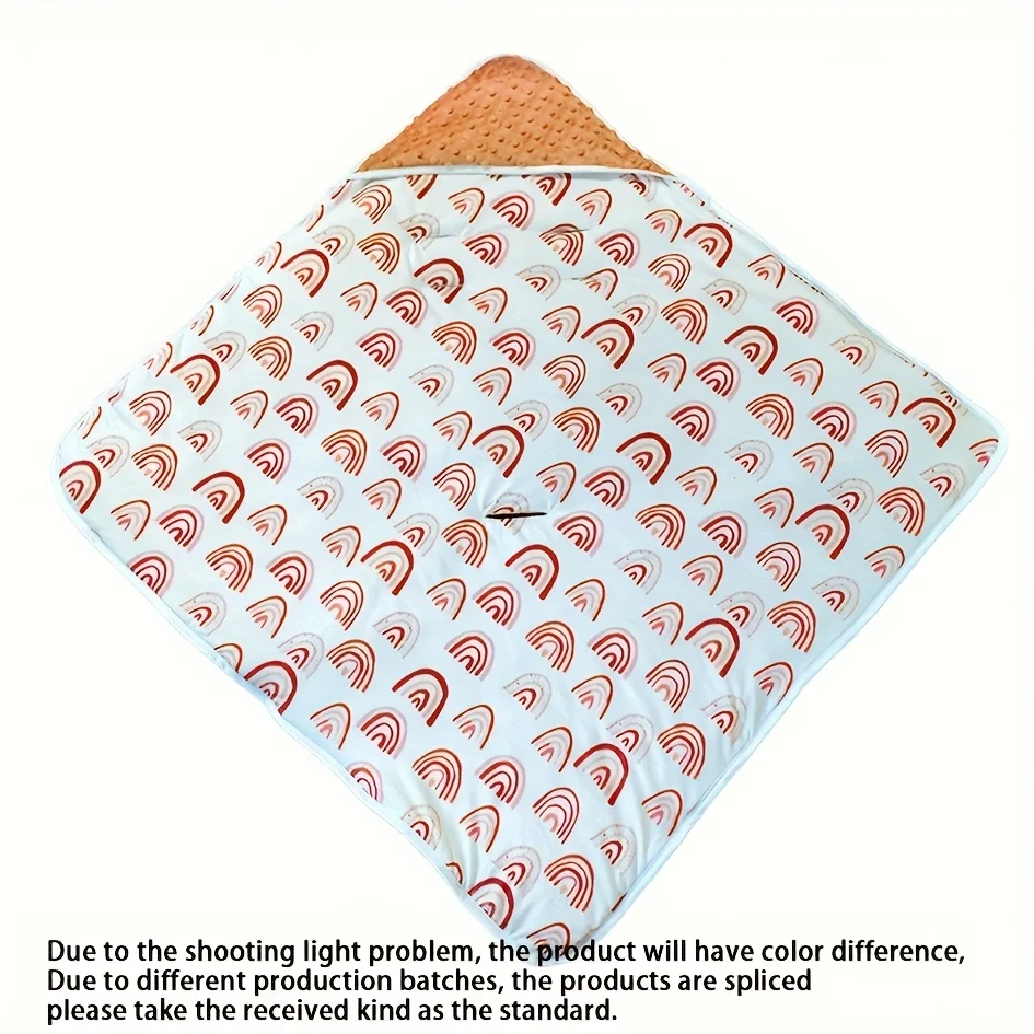 Couverture d'emmaillotage réversible pour bébé douce et légère à capuche multifonctionnelle avec motifs d'arcs