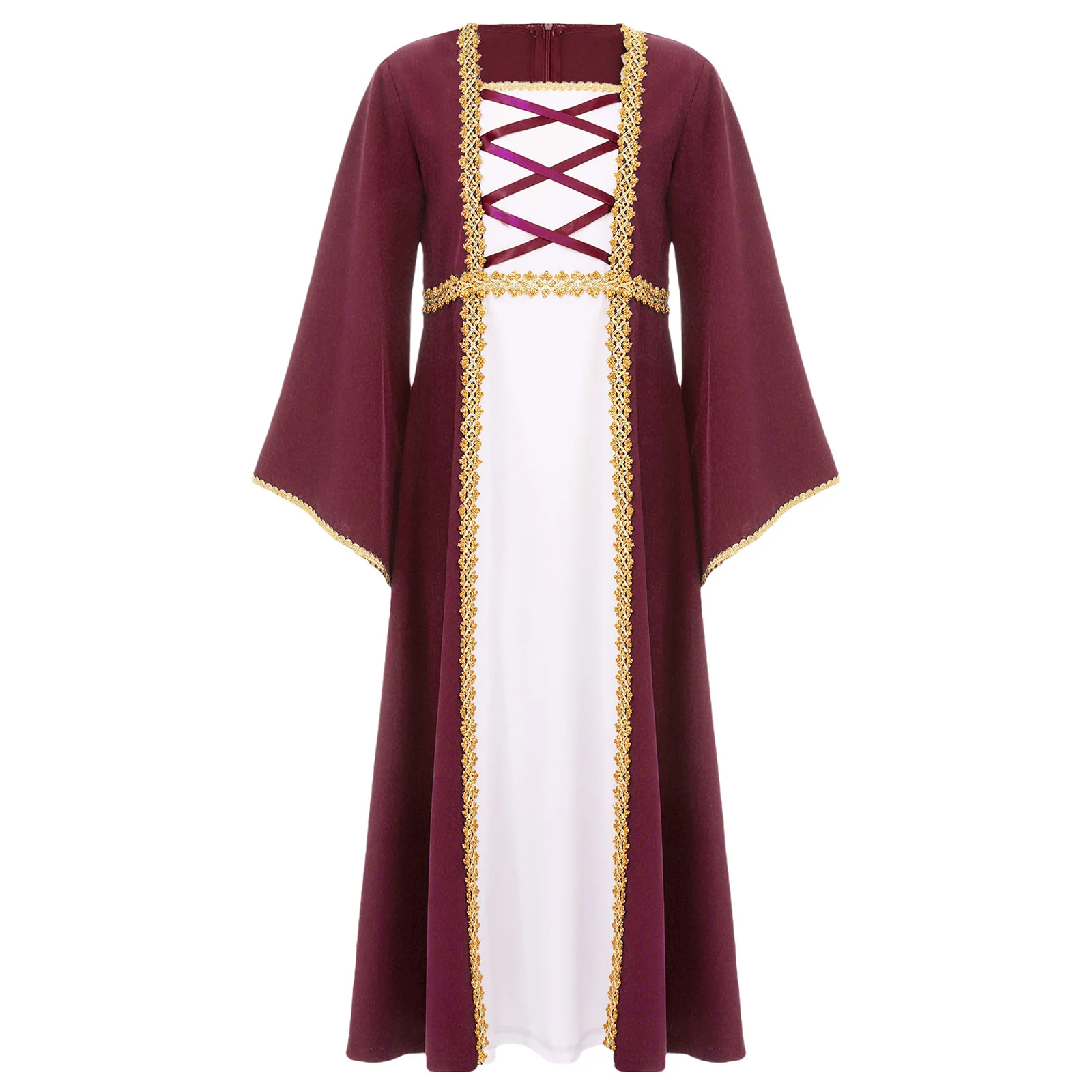 Robe princesse médiévale fille costume Halloween Renaissance robe longue style européen manches larges détails