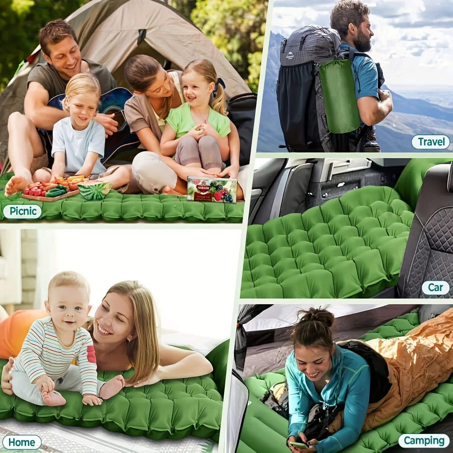 Tapis de couchage gonflable multiusages confort camping randonnée piquenique extérieur intérieur bébé enfant f