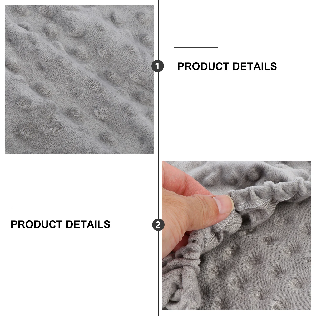 Couverture bébé douce polyester coton gris clair texture unique élastique bord lit cosy conforturable