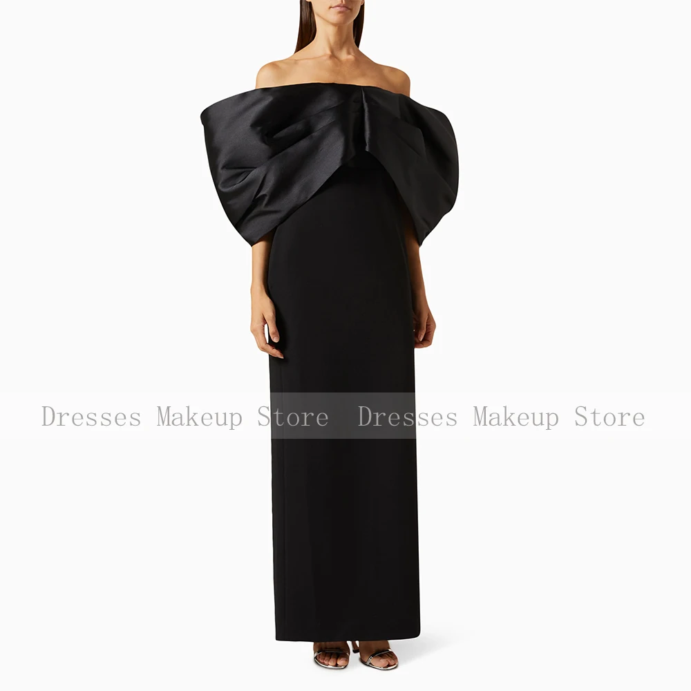 Robe de Soirée Élégante en Satin Noir Longue Silhouette Ajustée Occasion Formelle Mariage Gala Robe Élégante F