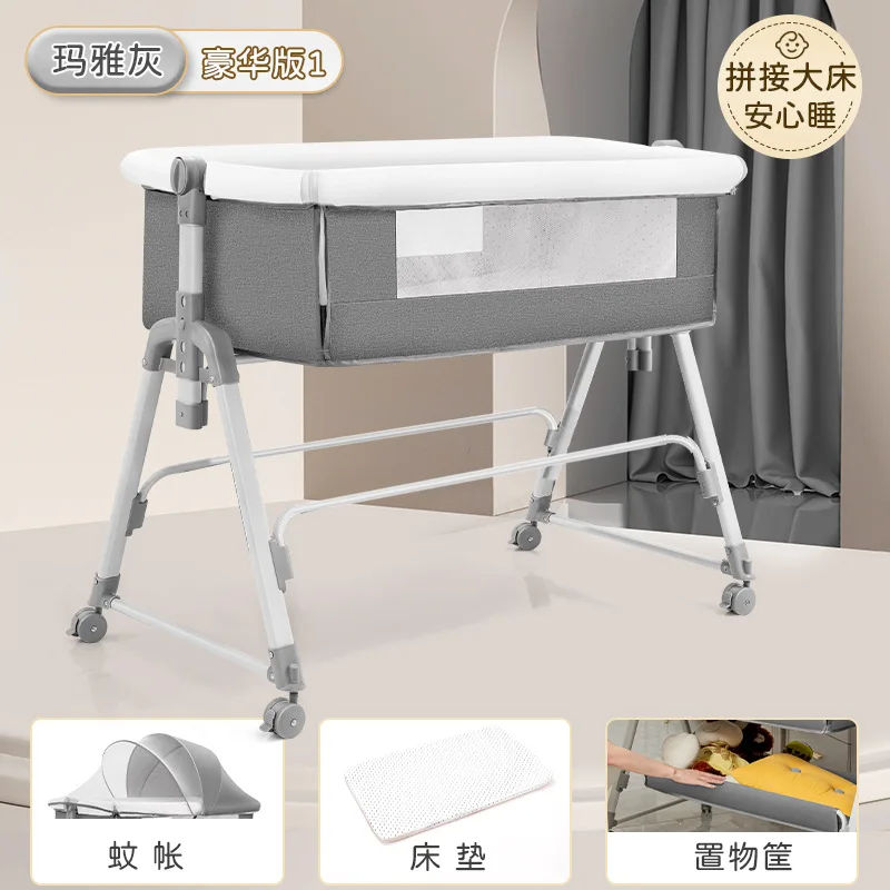 Berceau bébé portable pliant en alliage d'aluminium multifonctionnel avec filet maille ventilation lit d'appoi