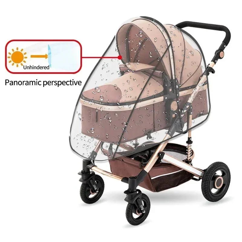 Housse de pluie universelle étanche pour poussette landau transparent fermeture éclair ouverte imperméable ant
