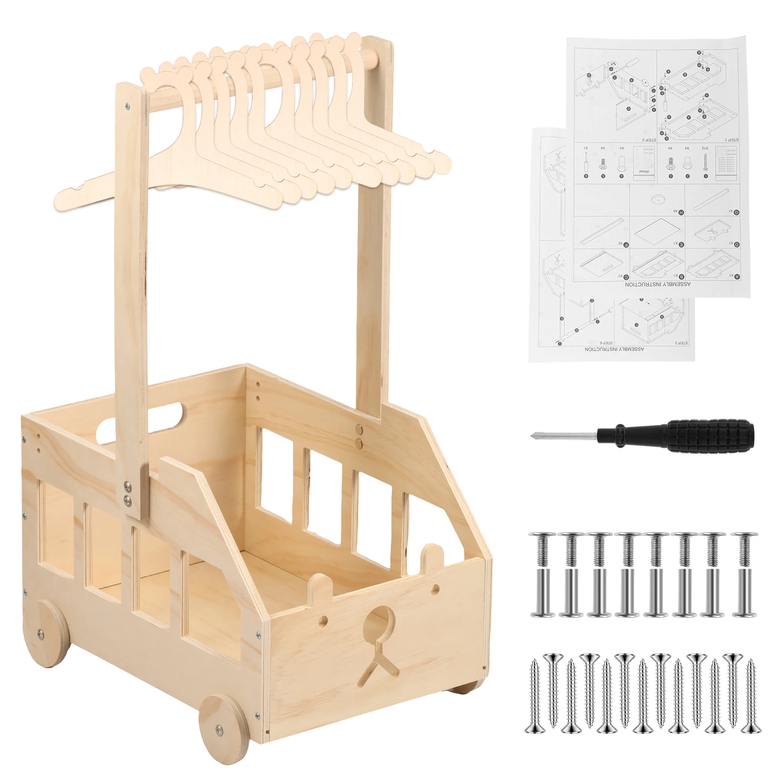 Caisse à linge en bois pour enfant rangement vêtements bébé panier