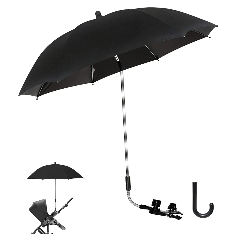 Paresoleil poussette protection UV ajustable avec pince et crochet design moderne et pratique accessoire bébé