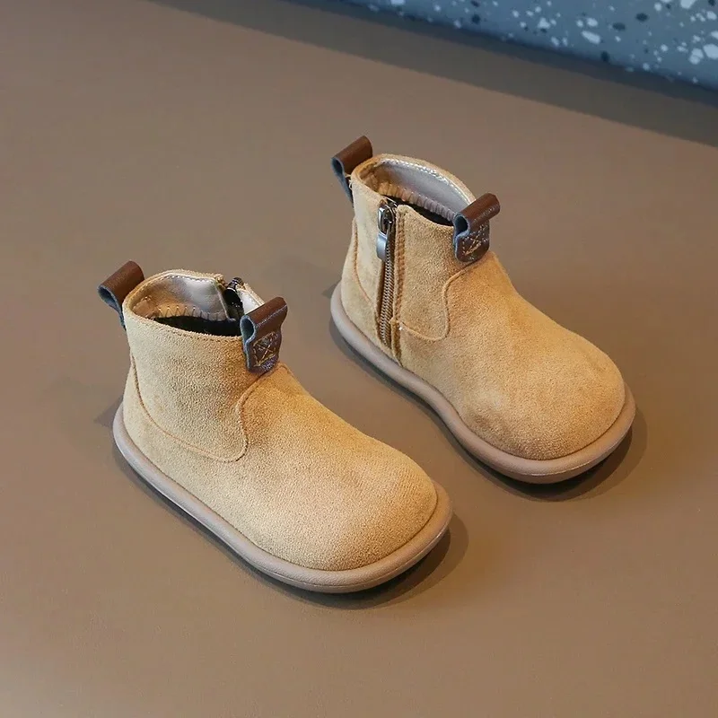 Bottines Suede Chelsea Enfant Automne Hiver AntiDérapant Design Moderne Doux Texture Faciles à Enfiler Bébé 26