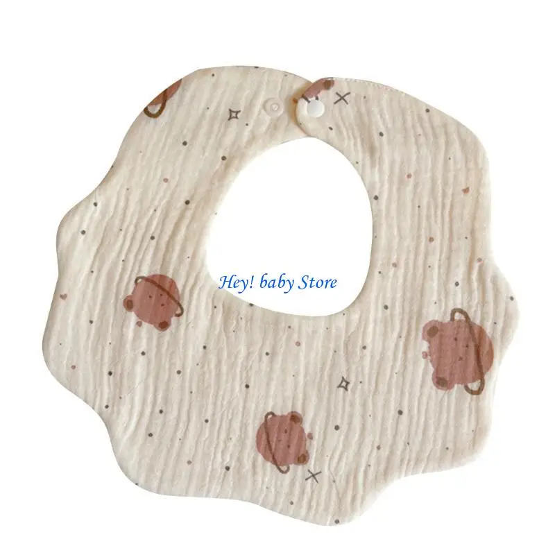 Bavoir bébé en coton motif ours espace tissu burp Q1fe space bear 360° facile à attacher