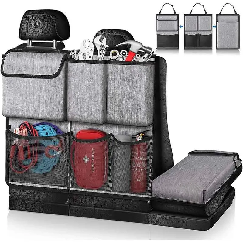 Organisateur de coffre voiture rangement siège arrière tissu Oxford poches mesh support chargement amovible gr