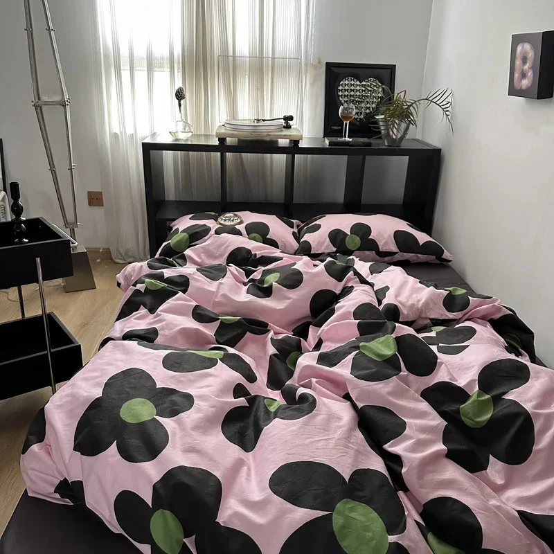 Housse de couette rayure design épuré pour enfants et adultes 100% coton doublereine taie d'oreiller incluse l