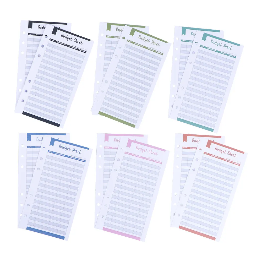 Organisateur de budget en papier feuilles de suivi de dépenses 60 pièces couleurs variées format standard perf
