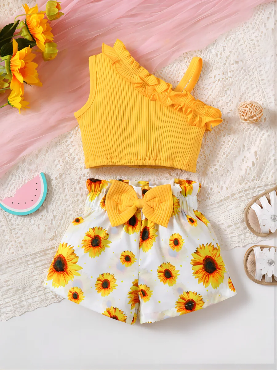 Robe d'été sans manches pour bébé fille coton doux grand nœud ensemble adorable idéal pour les nouveaunés faci